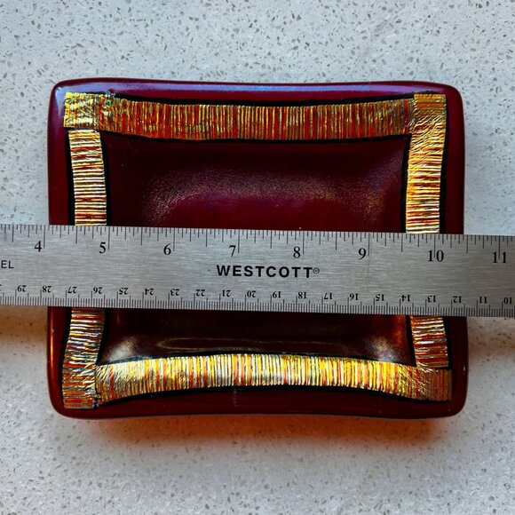 Handcrafted Dichroic Glass Dish With Gold Accents By Cindy Stalnaker of Laguna - Picture 4 of 8